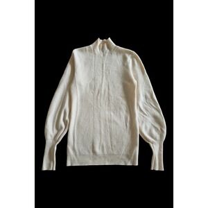THEORY Merino Cream Old Money Minimalist Quiet Luxury Turtleneck Sweater sz S